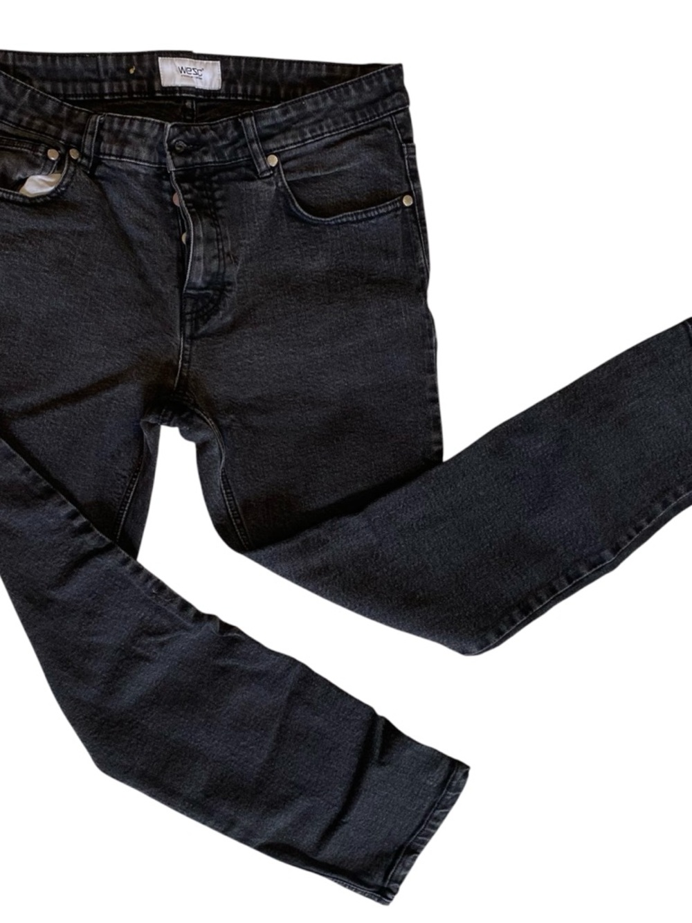 WESC Alessandro Mens Slim Skinny Black Jeans Button Fly Size 33x32 Casual